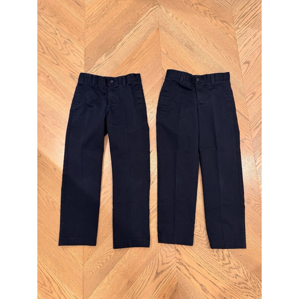Lands’ End Boys Flat Front Chino School Uniform Pants – Size 8 – Navy